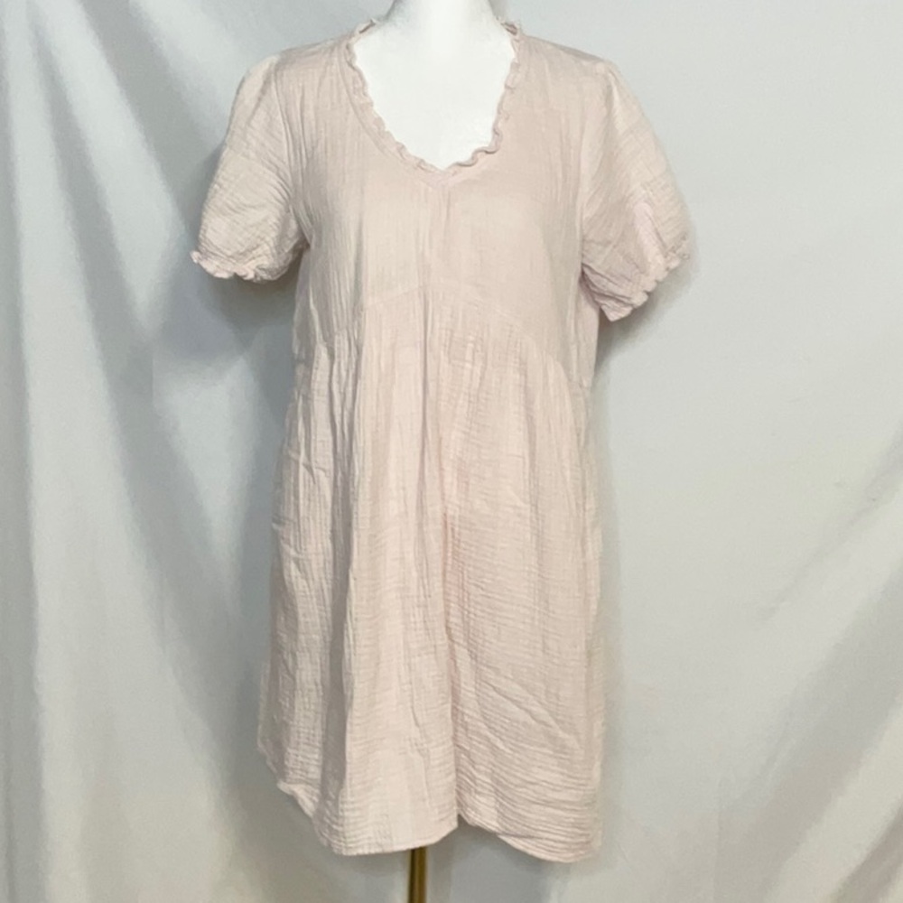 Copper Key Blush Cotton Baby Doll Ruffle Dress Size M
